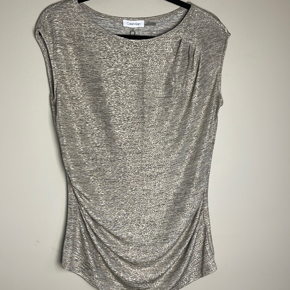 Calvin Klein Sleeveless Metallic Gold Top  Size S